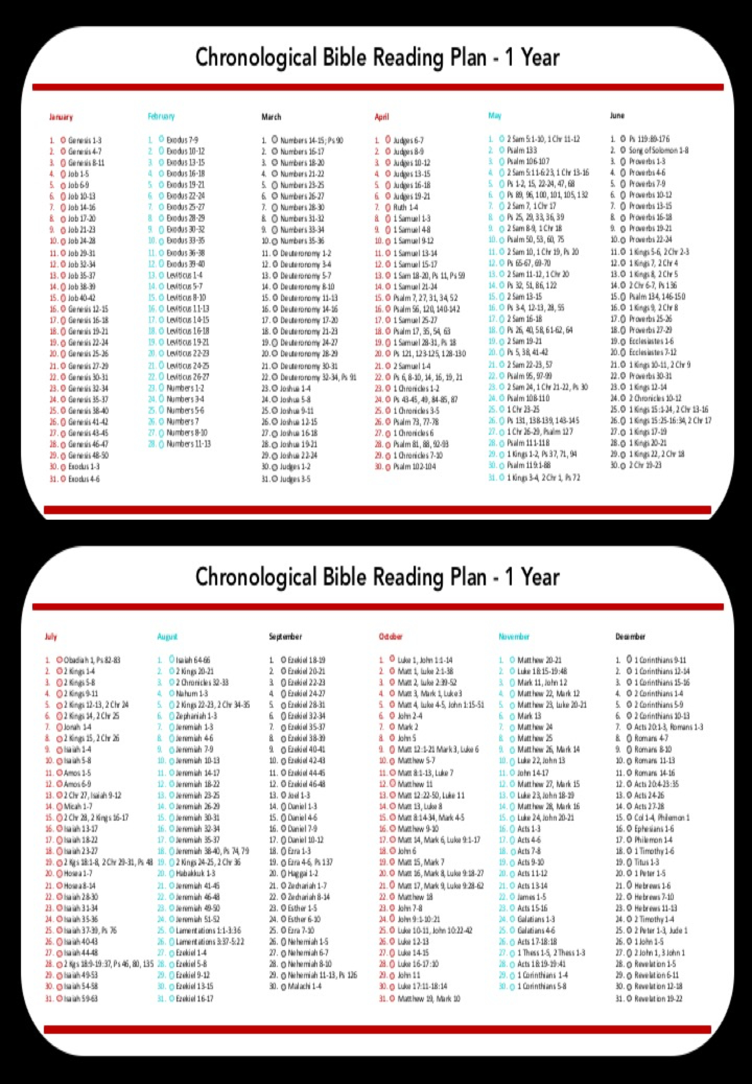 Daily Bible Reading Calendar Printable