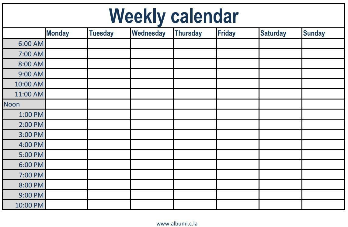 Weekly Calendar With Time Slots Template Calendar Design