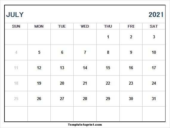 Print Jul 2021 Calendar Template - Print Free Calendar 2021  Fiscal Year Calendars Starting With July