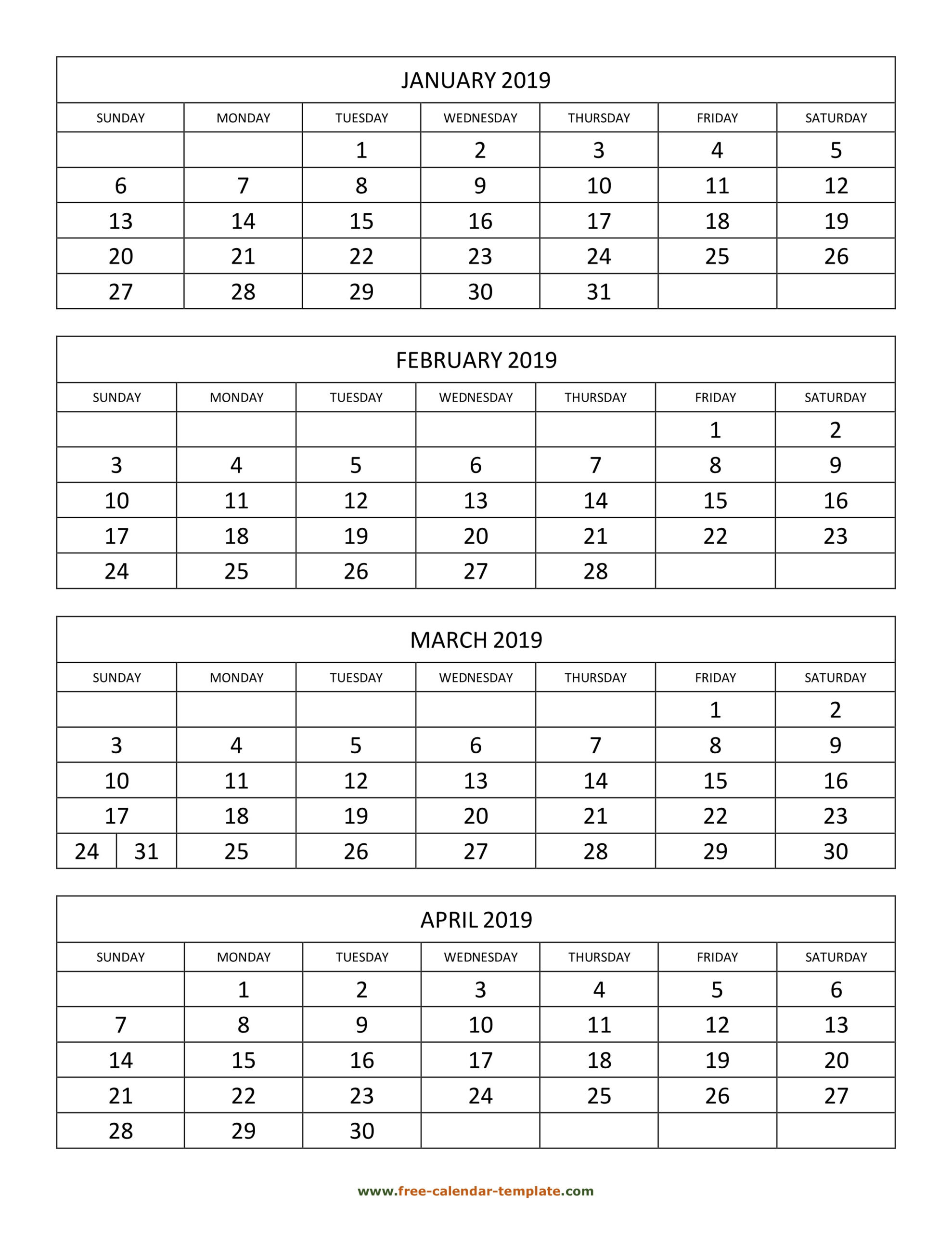 Printable Calendar Four Months Per Page | Example Calendar  Free Printable Calendar 4 Manth