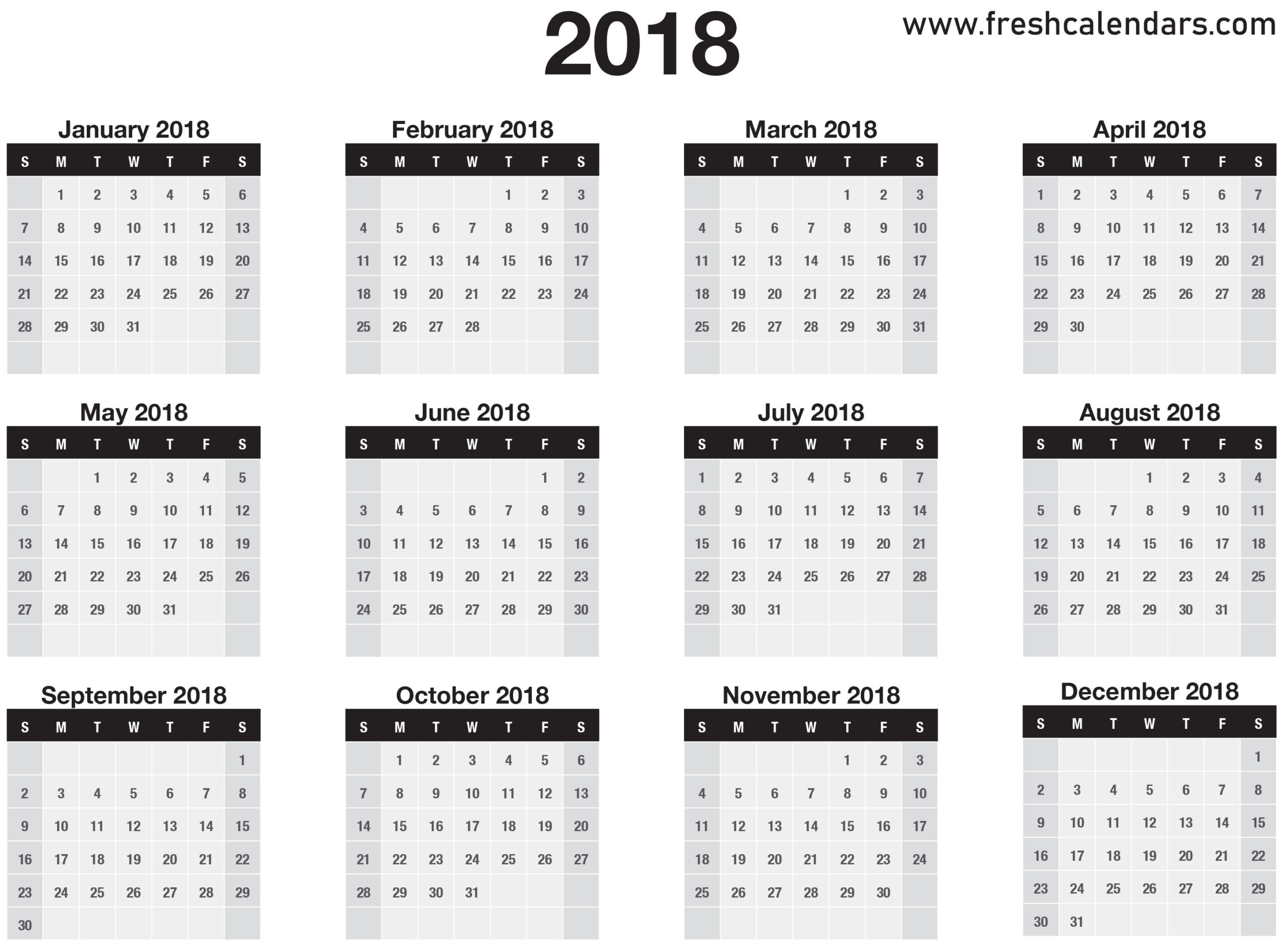 Printable Calendar Year On One Page | Calendar Printables  Next Shot Date Printout