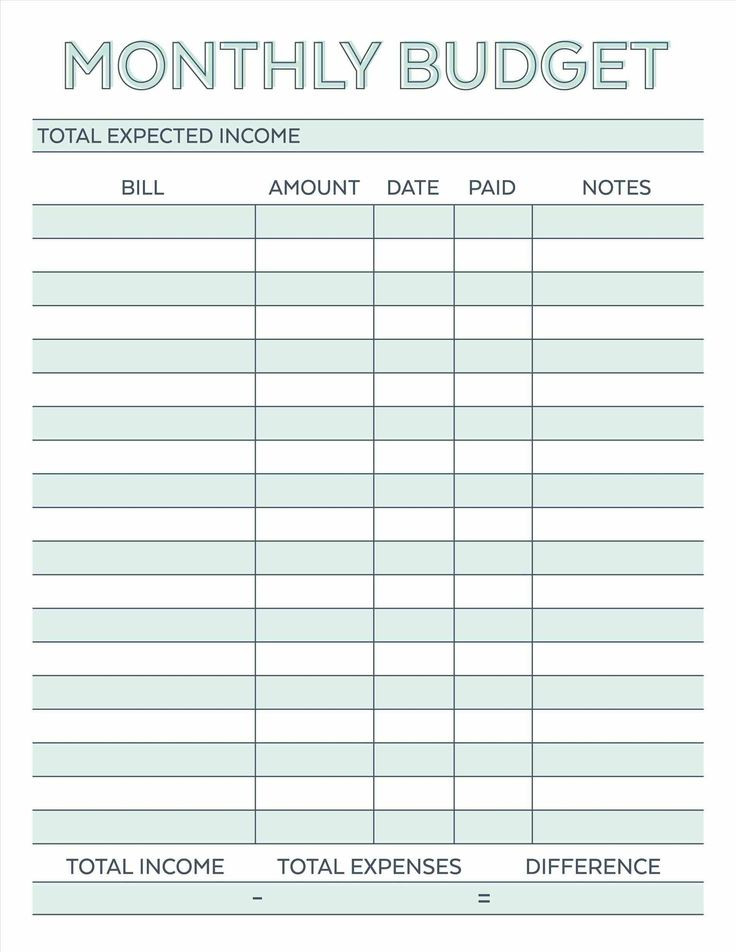 Printable Monthly Bill Payment Worksheet | Blank Calendar  Blank Bill Worksheet