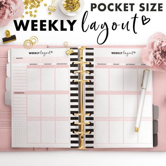 Printable Pocket Inserts - Weekly Planner - Lv Pm  Free Printable Pocket Size Calendars