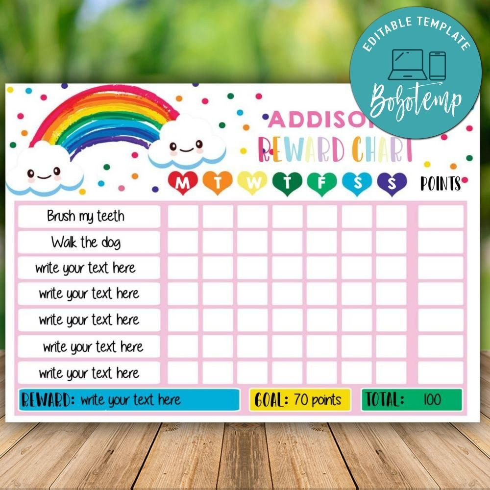 Printable Rainbow Reward Chart Instant Download | Bobotemp  Free Printable Reward Charts