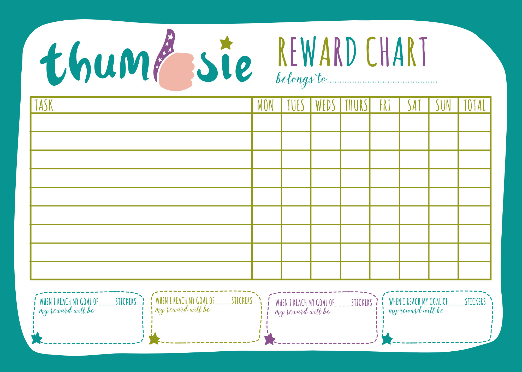Reward Chart Pack - Thumbsie®  Free Printable Reward Charts