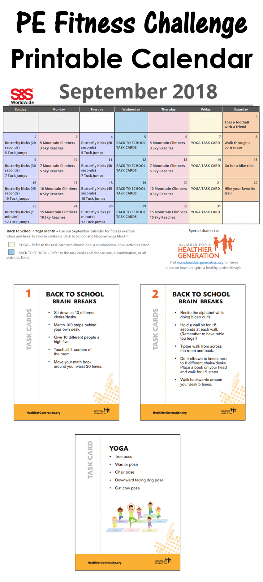 September Printable Fitness Challenge Calendar - S&amp;S Blog  Fitness Challenge Calendars For Students Pdf