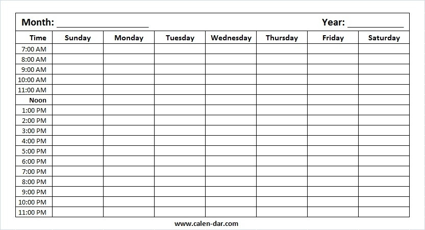 To Do List With Time Slots Print | Printable Calendar  Weekly Or Monthly Calendar With Times