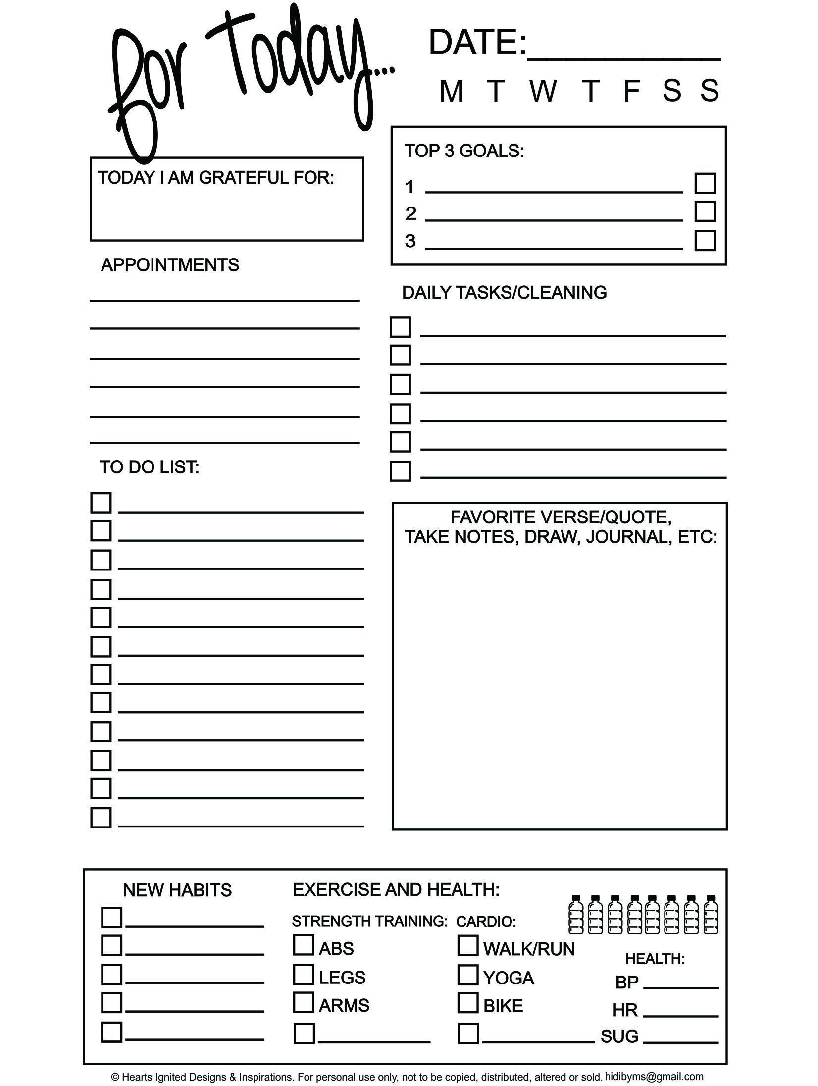 Universal Daily Planner Printable Editable Free 8.5 X 5.5  Editable Daily Schedule Template