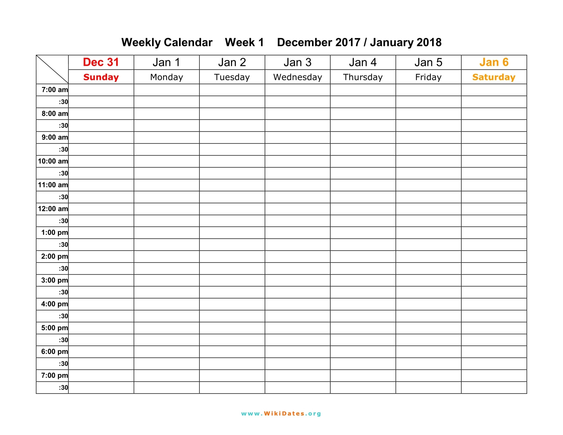 Weekly Calendar - Download Weekly Calendar 2017 And 2018  Weekly Or Monthly Calendar With Times