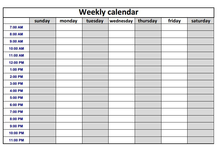 Weekly Calendar Templates 2017 - Printables | Calendars  Weekly Or Monthly Calendar With Times