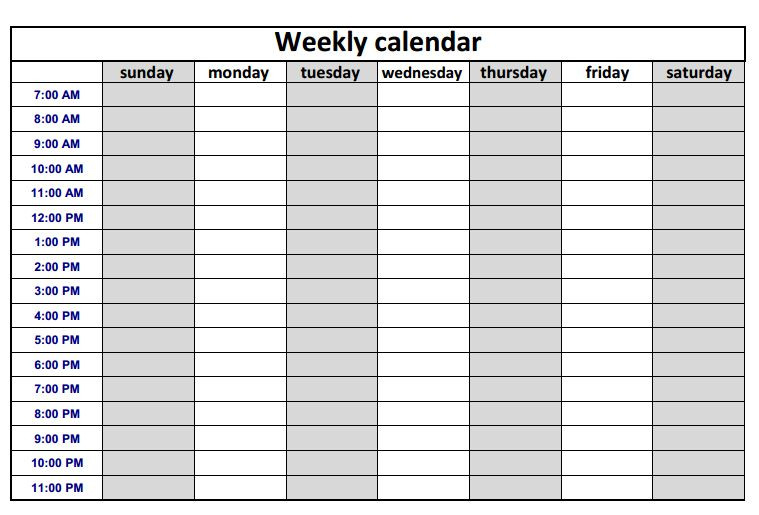 Weekly Or Monthly Calendar With Times - Template Calendar Design