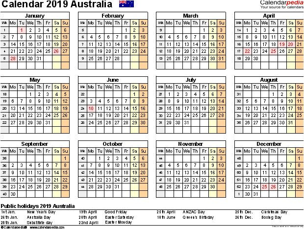 Yearly Calendar 2019 Template With Nsw Holidays Yearly  Australian Financial Year Calendar To Edit