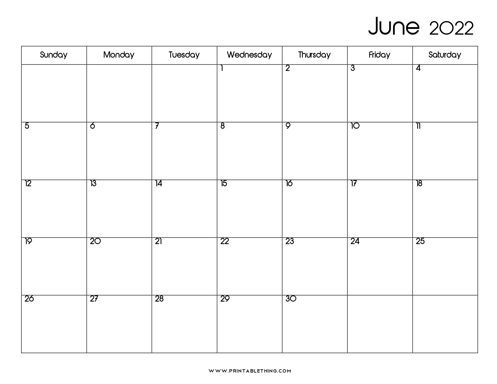 June Calendar For 2022 - Template Calendar Design