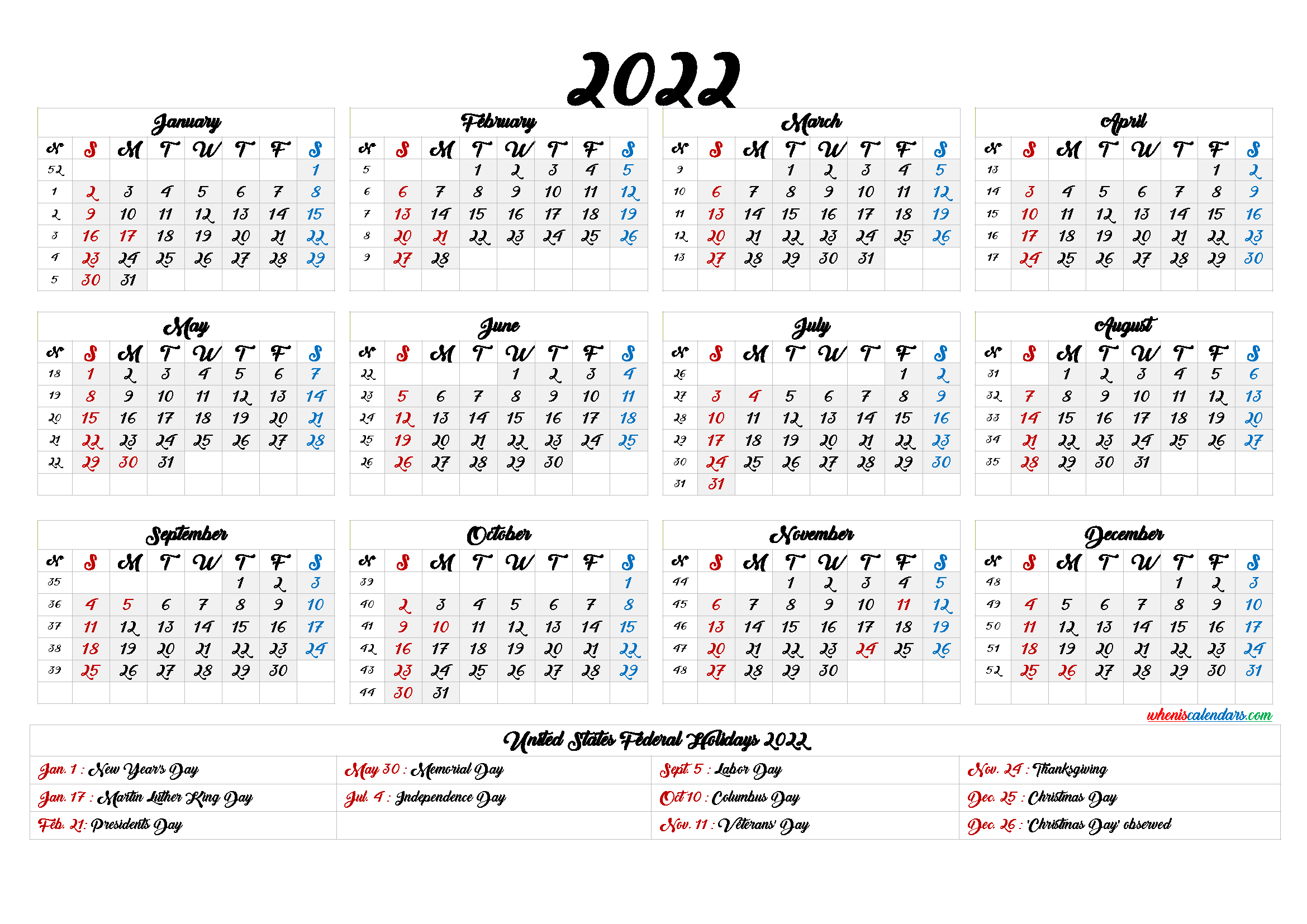 20+ 2022 Calendar Year - Free Download Printable Calendar Templates ️  2022 Calendar Printable Vertical