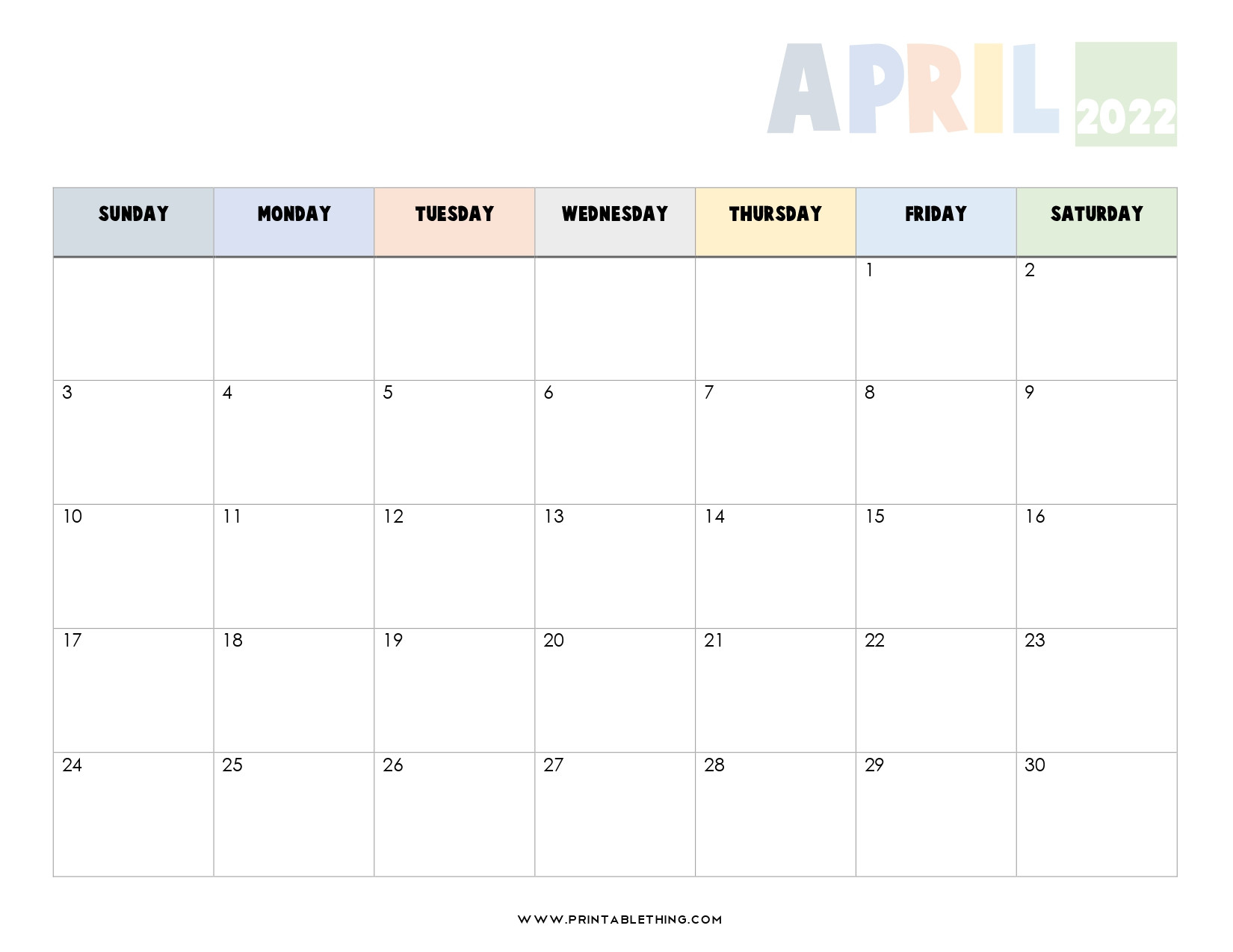 20+ April 2022 Calendar | Printable, Pdf, Us Holidays  Blank April 2022 Calendar Printable