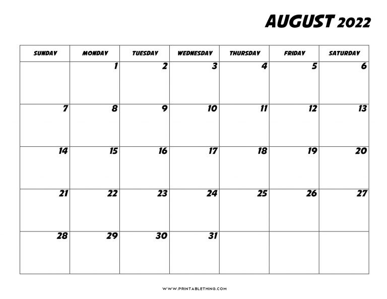 20+ August 2022 Calendar | Printable, Pdf, Us Holidays, Blank  2022 Calendar Printable August