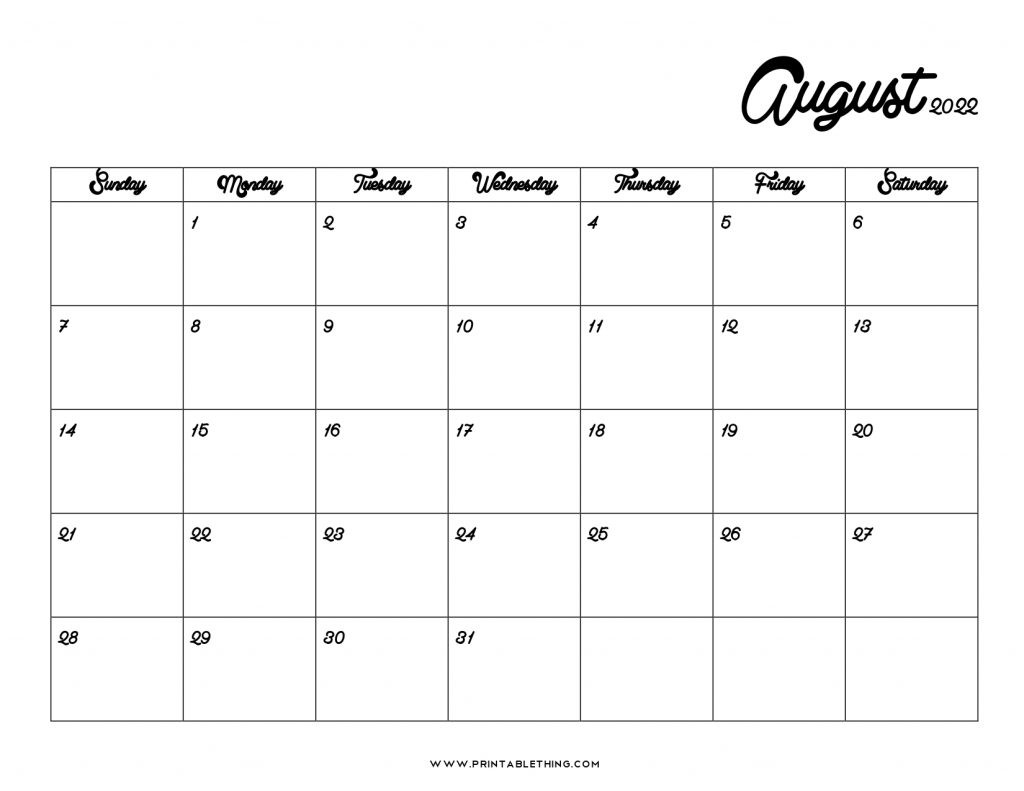 20+ August 2022 Calendar | Printable, Pdf, Us Holidays  Printable Calendar 2022 August