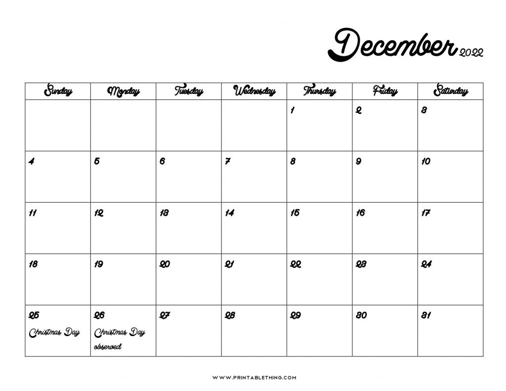 20+ December 2022 Calendar Printable, Us Holidays, Blank  Blank December 2022 And January 2022 Calendar