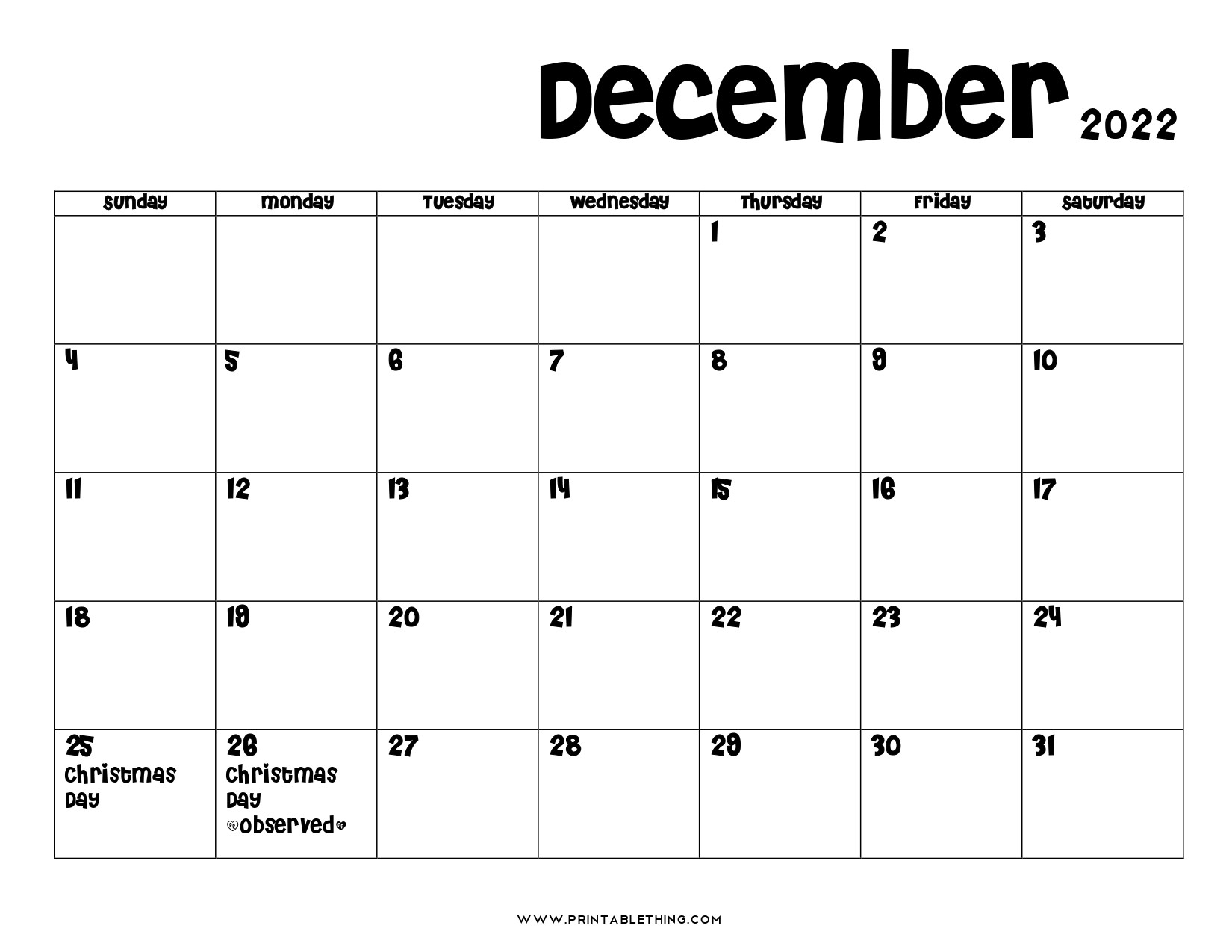 20+ December 2022 Calendar Printable, Us Holidays, Blank  December 2022 Hindu Calendar