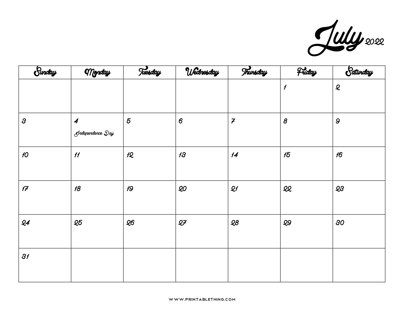 20+ July 2022 Calendar | Printable, Pdf, Us Holidays  2022 Attendance Calendar Template Free