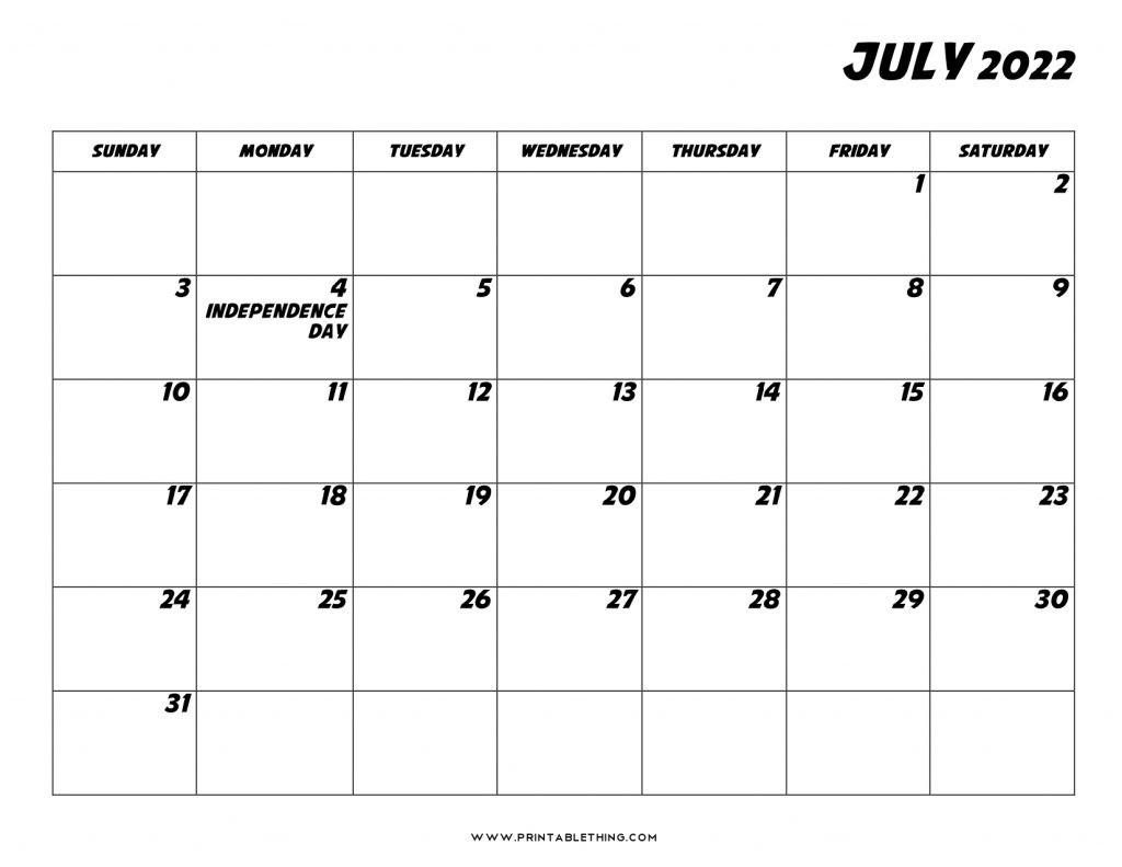 20+ July 2022 Calendar | Printable, Pdf, Us Holidays  August 2022 To July 2022 Calendar Printable