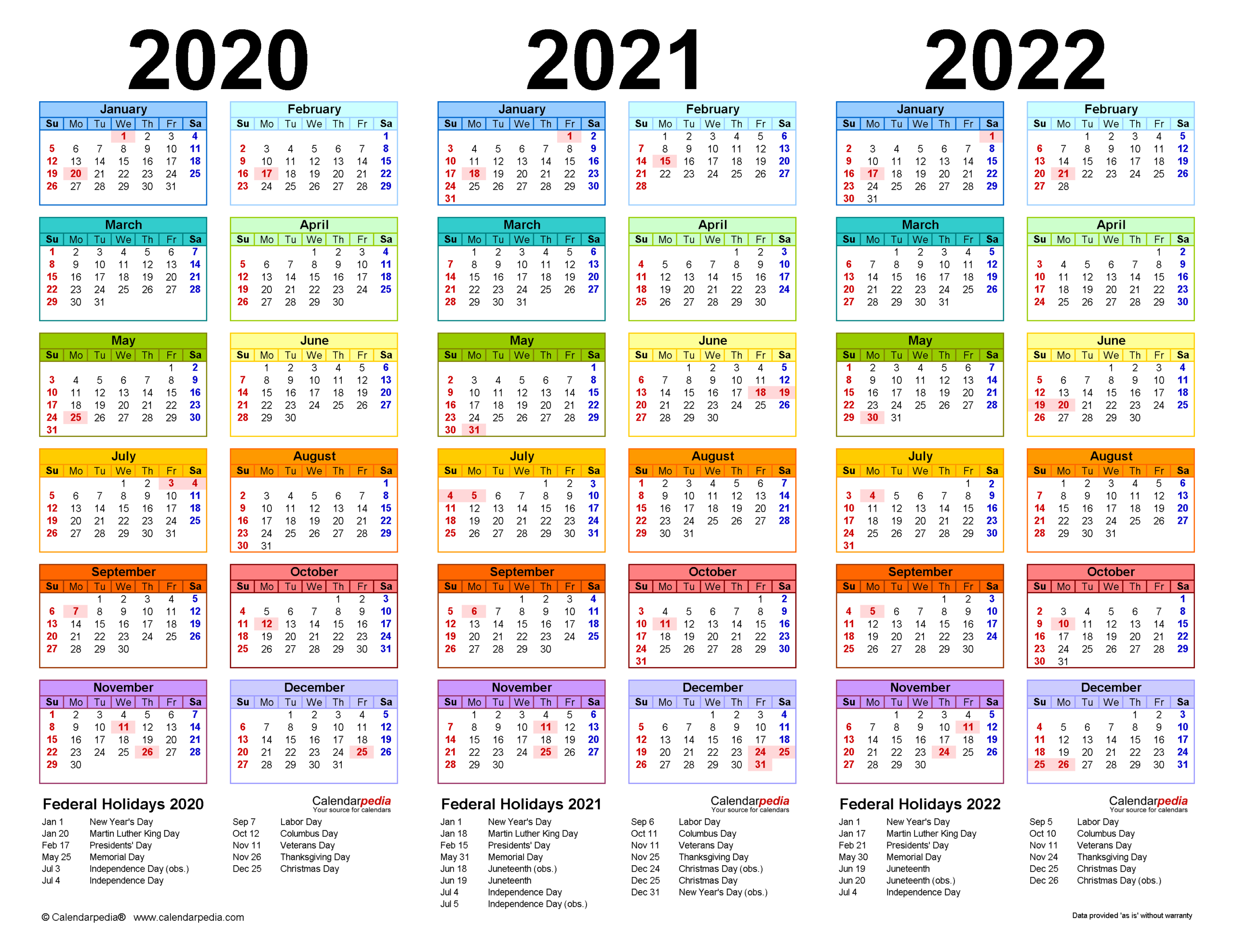 2020-2022 Three Year Calendar - Free Printable Excel Templates  Printable Calendar 2022 In Excel