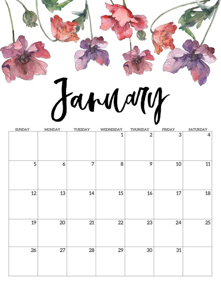 2020 Free Printable Calendar - Floral | Paper Trail Design  Printable Calendar 2022 Pretty