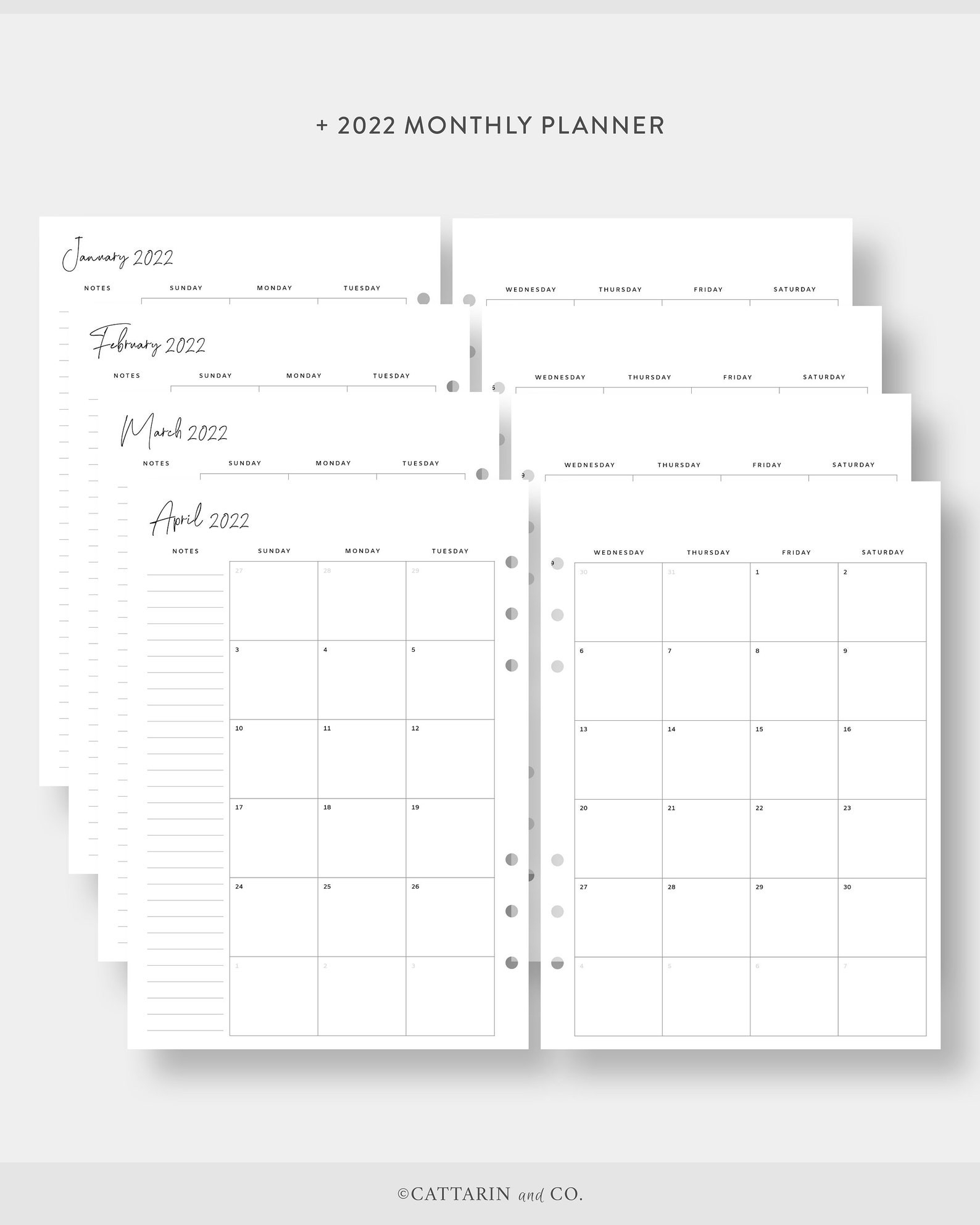 2021 2022 Monthly Planner Printable Calendar On Two Pages  Printable Calendar 2022 Half Page