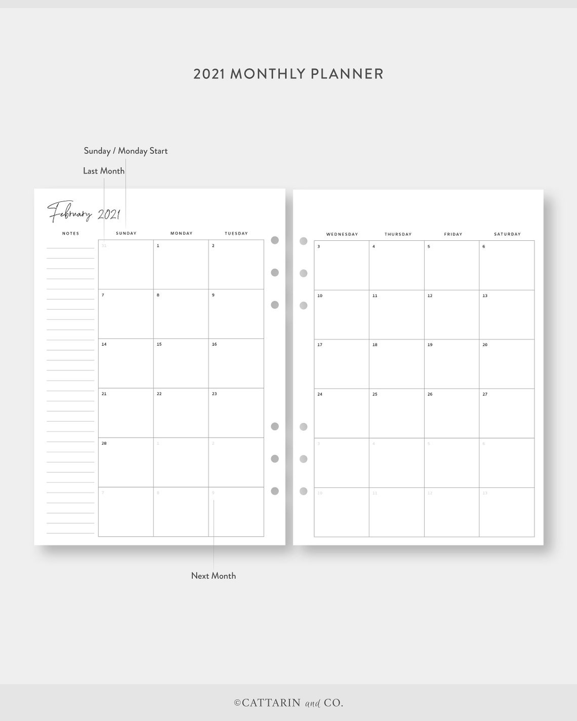 2021 2022 Monthly Planner Printable Calendar On Two Pages  Printable Calendar 2022 Half Page