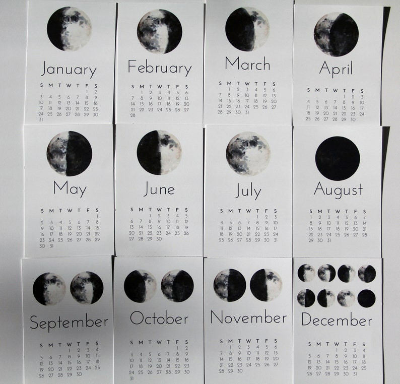 2021 2022 Moon Phase Desk Calendar Calendar With Stand | Etsy  Lunar Calendar 2022 Pst