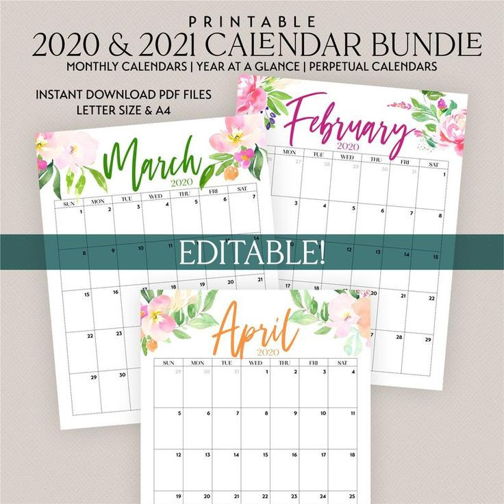 2021 2022 Printable Editable Calendar Bundle Includes  Etsy Printable Calendar 2022