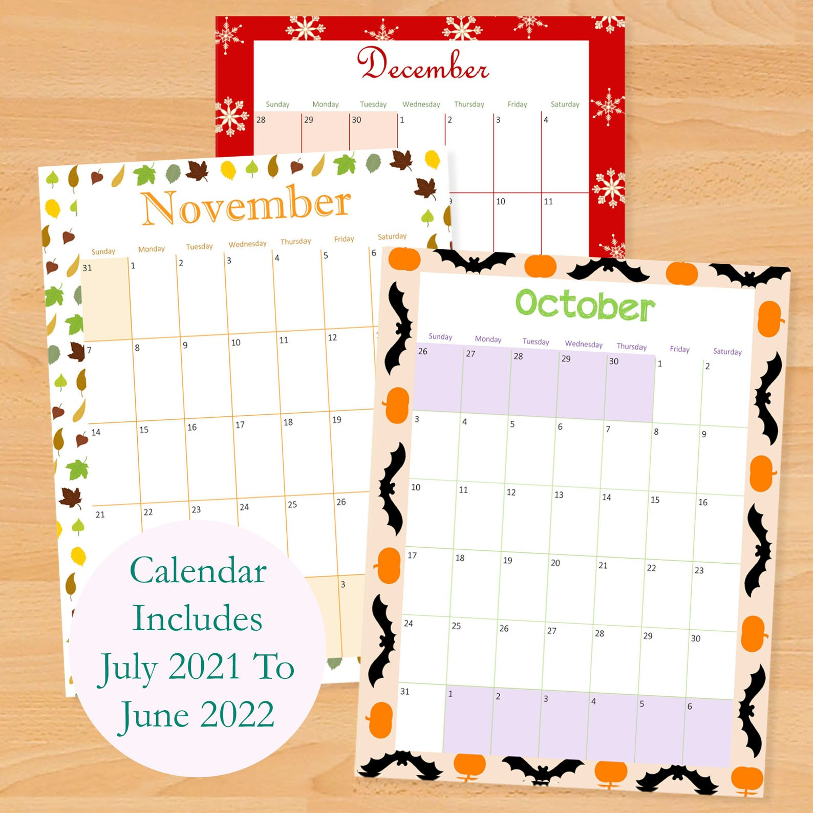 2021 2022 Printable Monthly Calendar 2021 2022 Printable  Themed Printable Calendar 2022