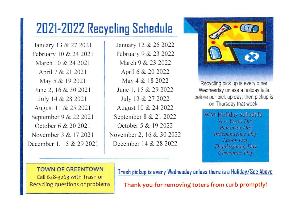 Recycling Calendar For 2022 Template Calendar Design