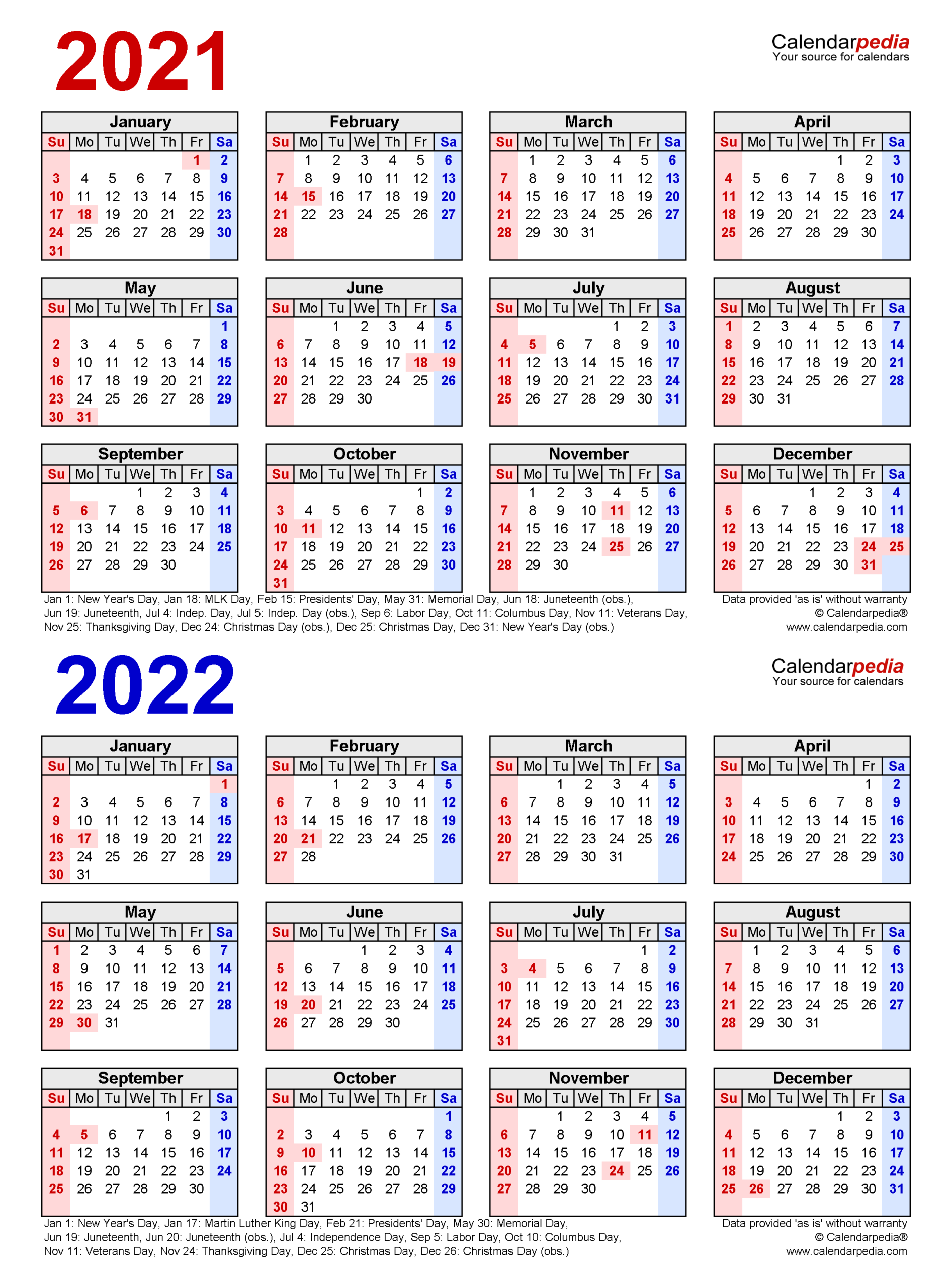 Free Printable 2 Year Calendar 2022 And 2022 - Template Calendar Design