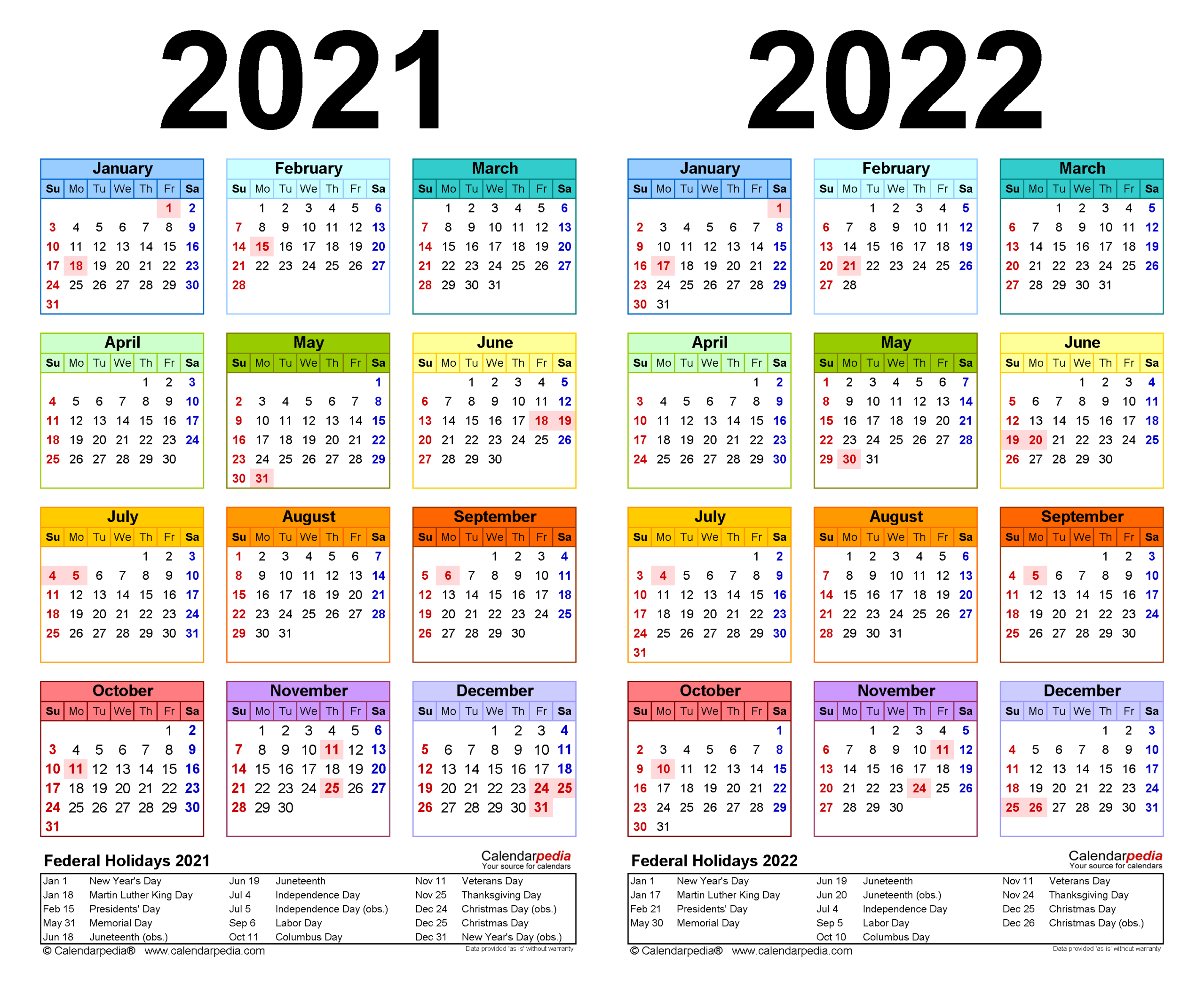 2021-2022 Two Year Calendar - Free Printable Word Templates  Free Printable Calendar 2022 In Word