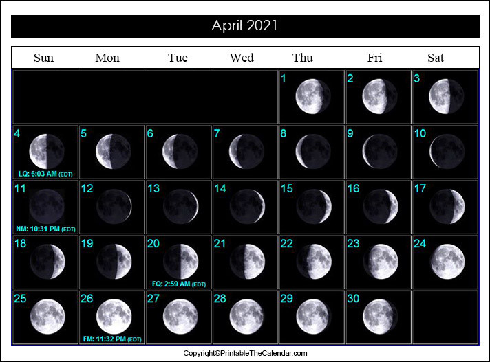 2021 April Full Moon Calendar | Printable The Calendar  Full Moon Calendar 2022 Free Printable