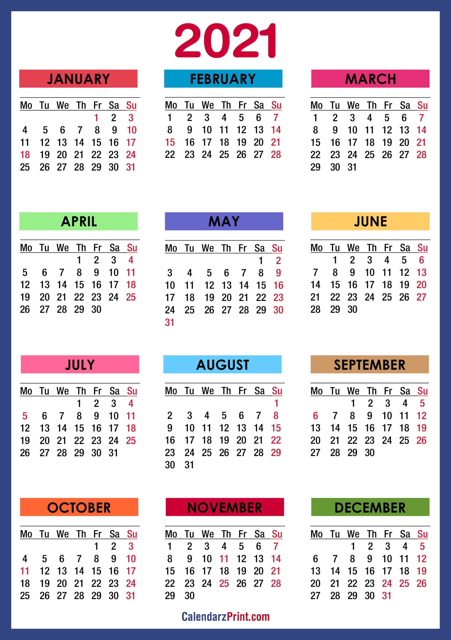 2021 Calendar Printable With Holidays Usa | 2021 Printable  2022 Printable Calendar One Page With Holidays Us