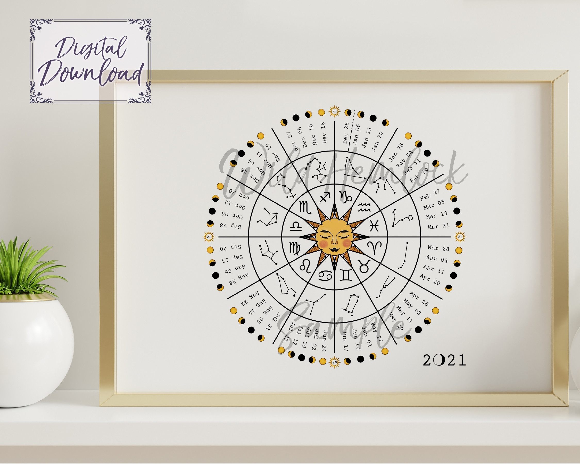 2021 Moon Calendar Zodiac | Calendar Template 2021  Lunar Calendar With Zodiac