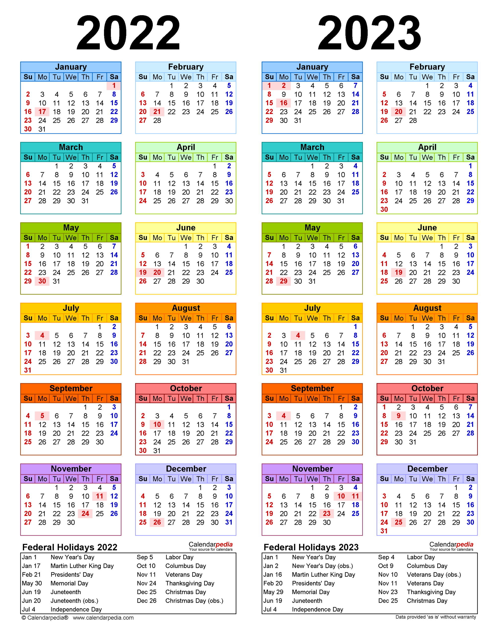 2022-2023 Two Year Calendar - Free Printable Excel Templates  Free Printable Coloring Calendar 2022