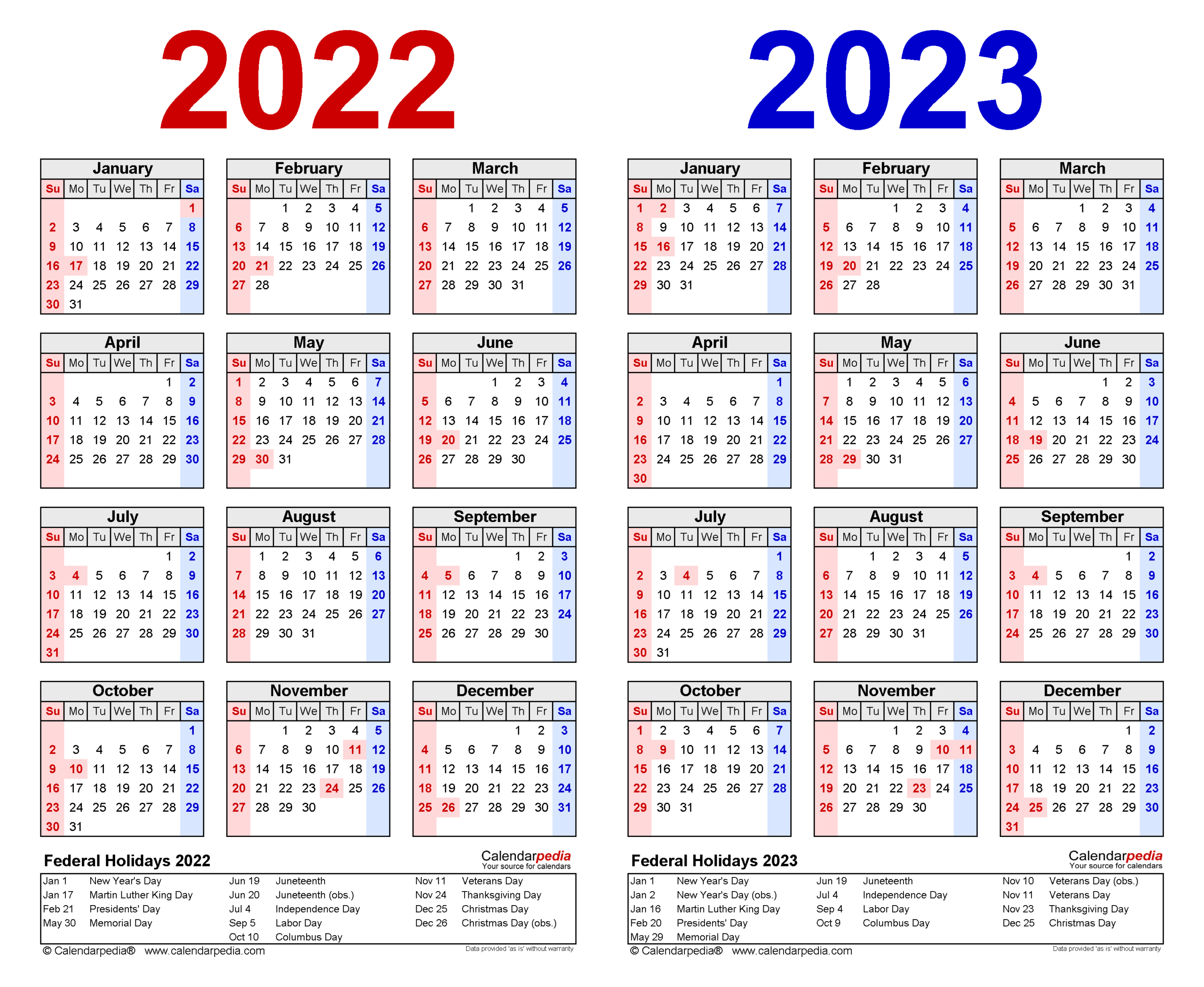 2022-2023 Two Year Calendar - Free Printable Pdf Templates  Free 2022 Calendar Printable Pdf