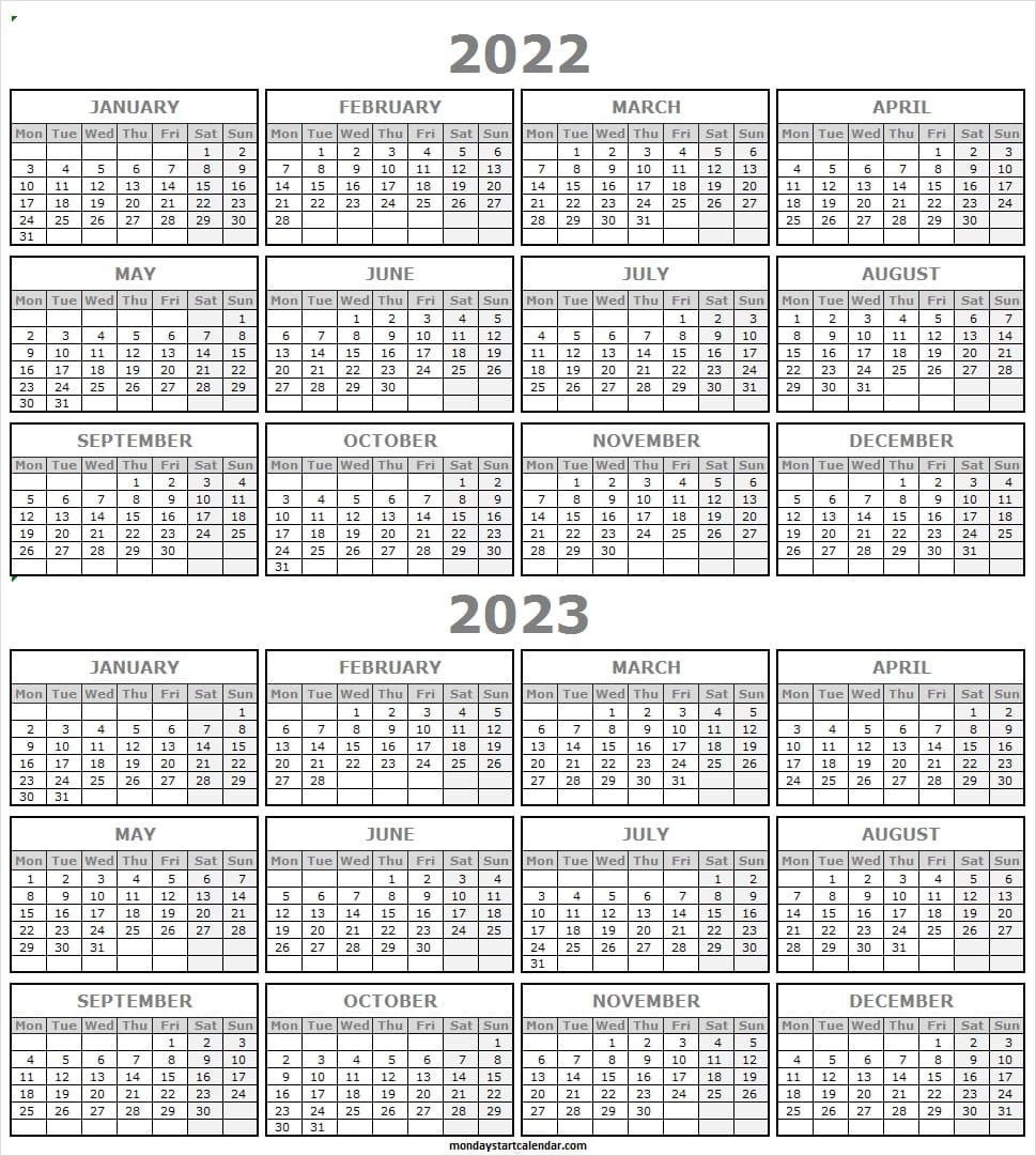 2022 And 2023 Academic Calendar Printable | 2 Year  Printable 2 Year Calendar 2022 And 2022