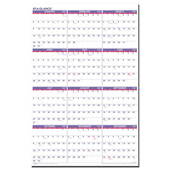 2022 At-A-Glance Pm12-28 Yearly Wall Calendar, 24 X 36  Telugu Wall Calendar 2022