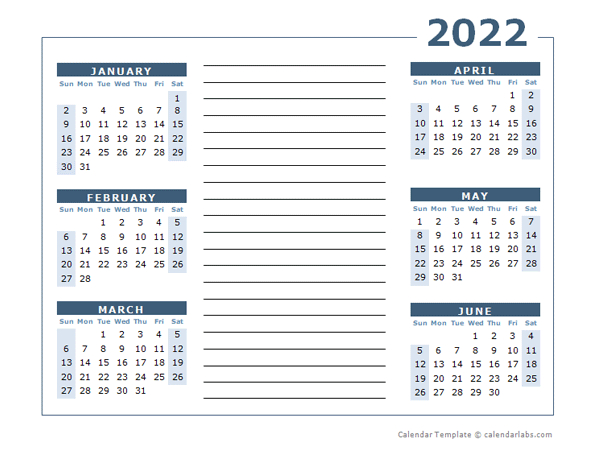 2022 Blank Two Page Calendar Template For 2022 - Free  Free Calendar Template 2022 Word