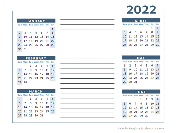 2022 Blank Two Page Calendar Template For 2022 - Free  Free Printable Calendar 2022 Quarterly