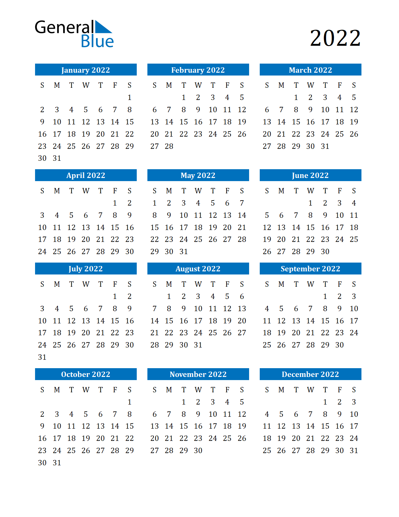 2022 Calendar (Pdf, Word, Excel)  2022 Calendar Template Excel Free Download