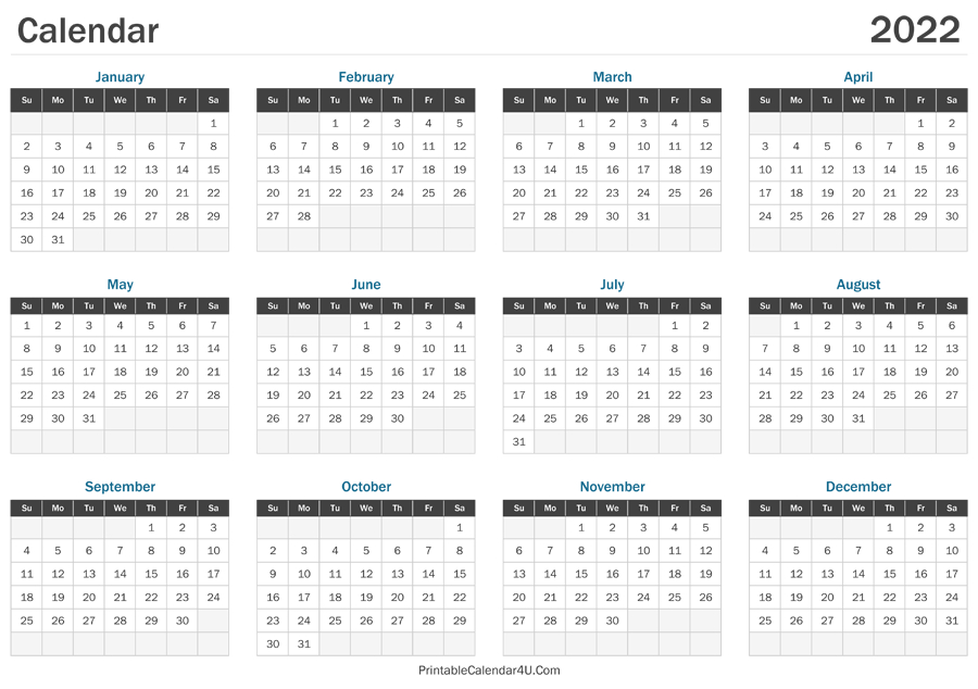 2022 Calendar Printable  2022 Calendar Printable Word Document