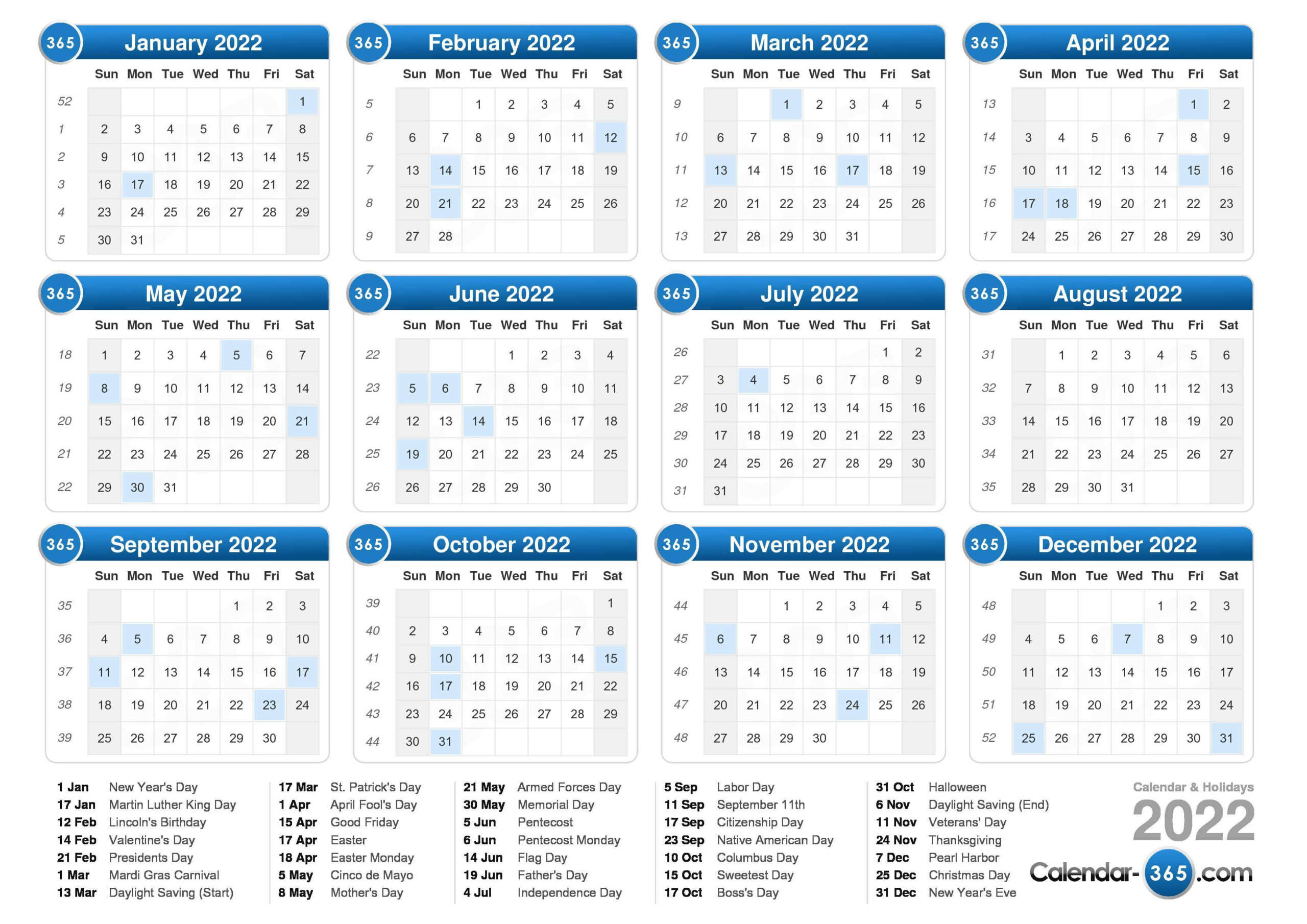 2022 Calendar  Printable Calendar 2022 Planner