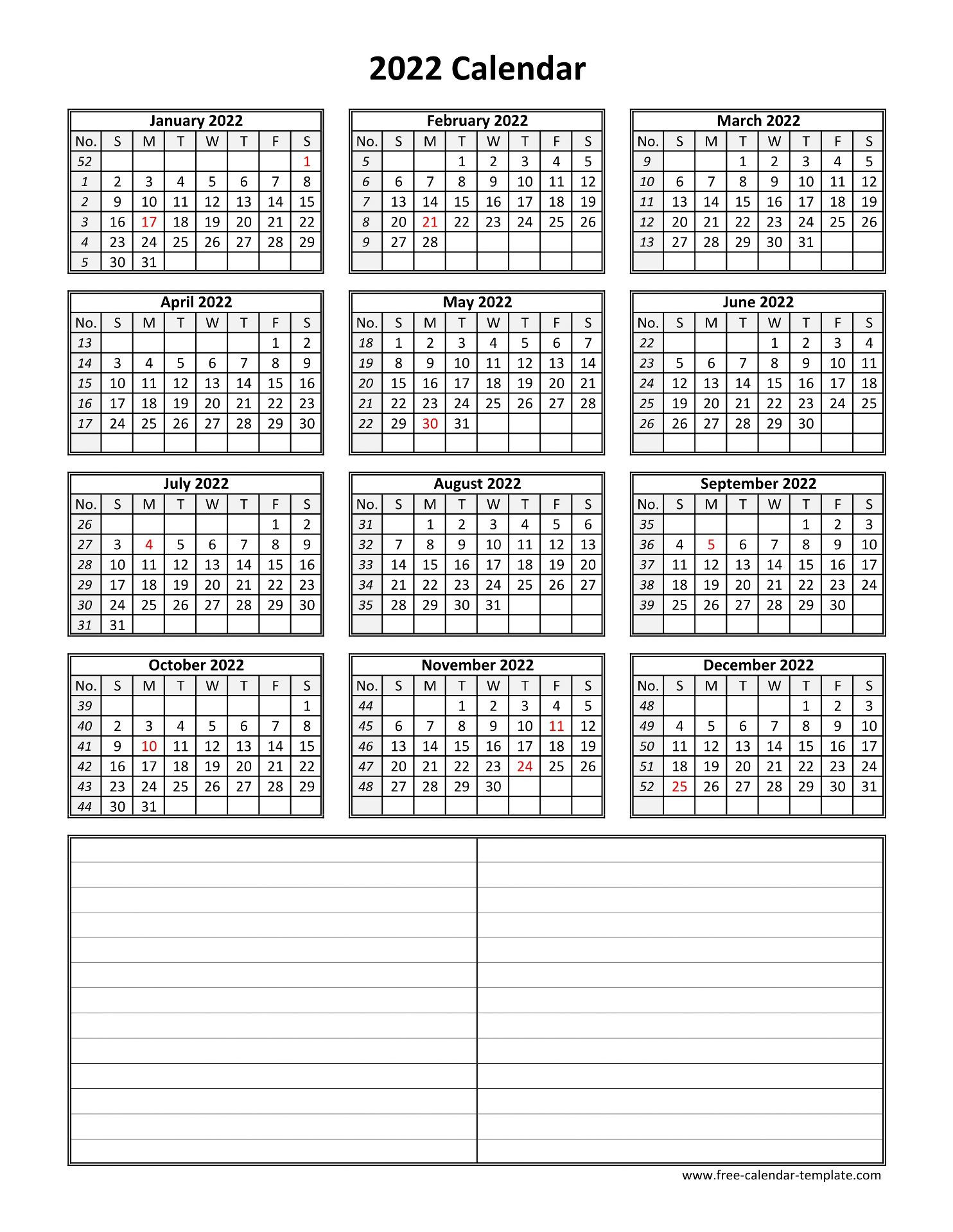 2022 Calendar Printable One Page - 2022 Calendar Templates  2022 Calendar Printable One Page Pdf