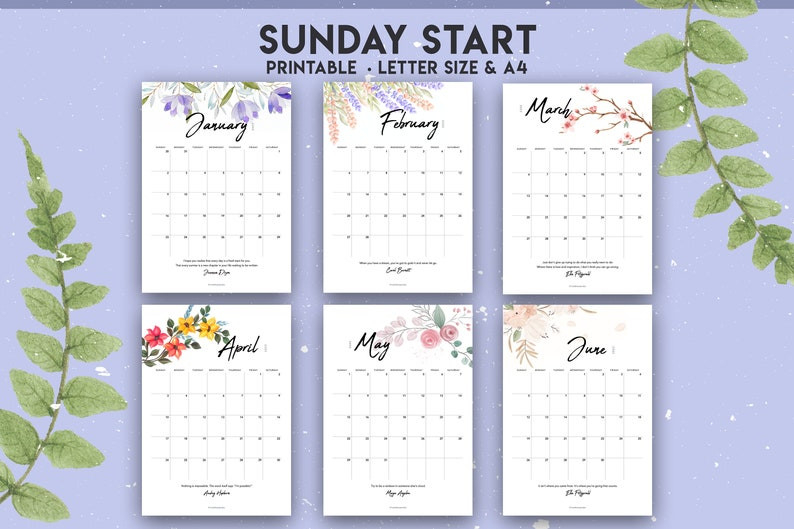 2022 Calendar Printable With Inspirational Quotes Pretty  Printable Calendar 2022 With Quotes