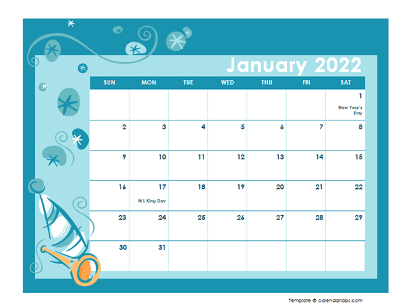 2022 Calendar Template In Colorful Design - Free Printable  Printable Calendar 2022 Design